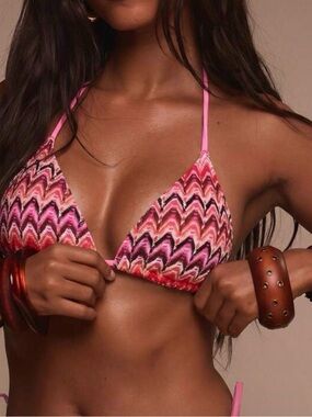 Pink Chevron knitted Triangle Bikini